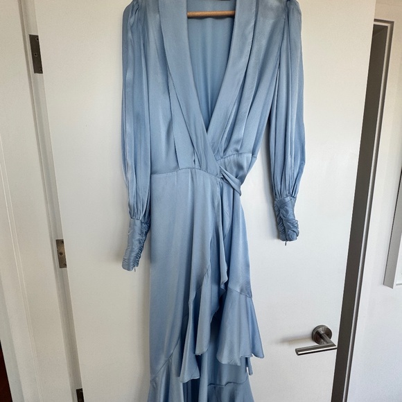 Zimmerman silk cornflower blue midi wrap dress Size 1 - Picture 9 of 12